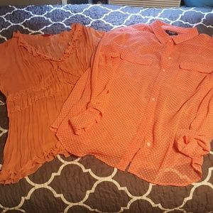 Lot of 2 Coral Sheer Shirts